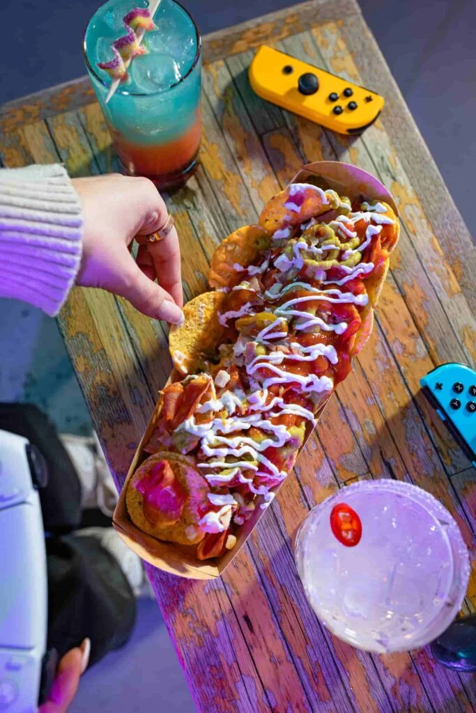 Loaded nachos with colourful toppings at Platform